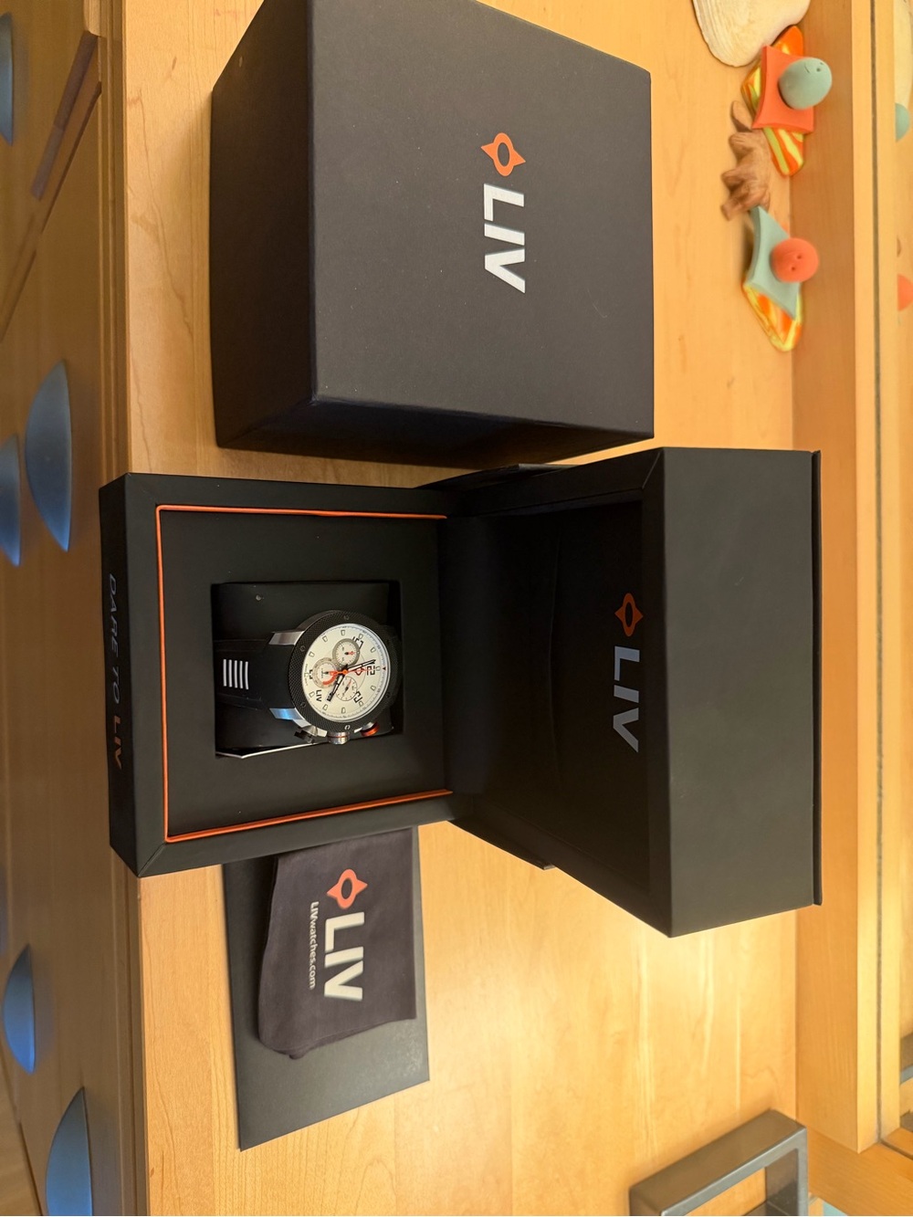Black Sports Chronograph Watch with White Dial